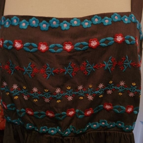 Women's Torrid Top Baby Doll Size 00 10 12 Large Gray Embroidered Floral Boho - Picture 3 of 8